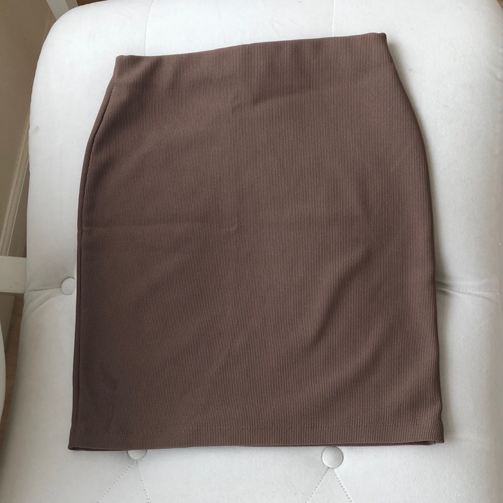 Brown tight mini skirt